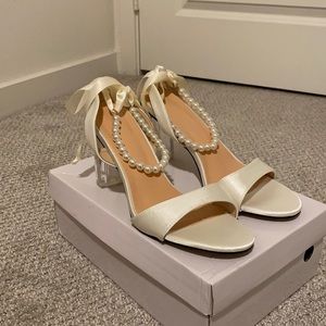 BRAND NEW Ivory heels with Pearl Strap